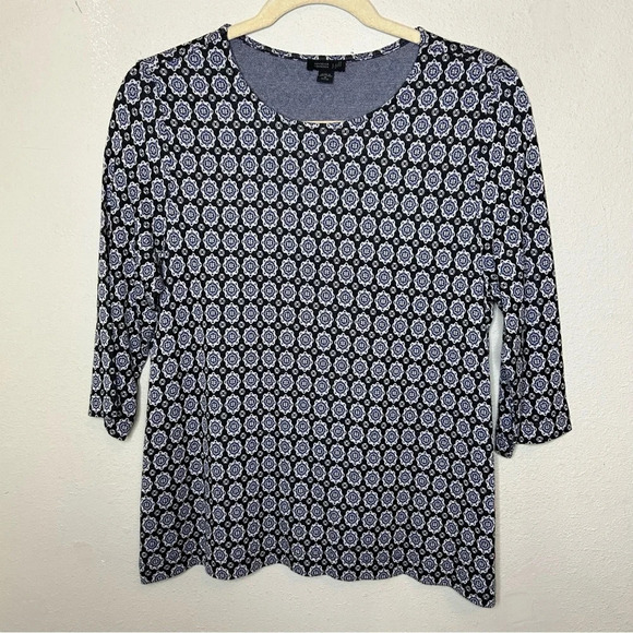 J. Jill Circle Print 3/4 Sleeve Blouse Size Medium Petite - Picture 1 of 7